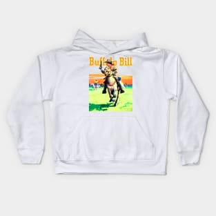 Buffalo Bill Running on Horseback through The  Desert Western Robbery Cowboy Retro Comic Kids Hoodie